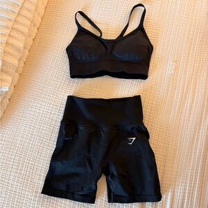 Gymshark Black Sports Bra and Shorts Set